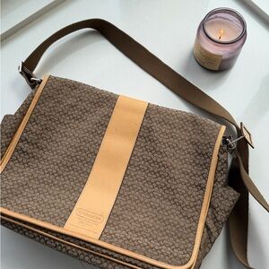 Coach Signature Brown and Tan Messenger Bag